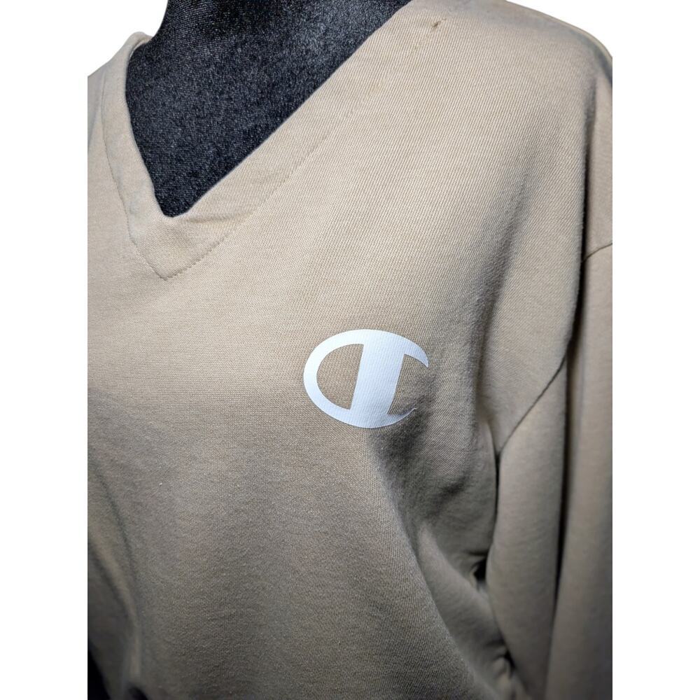 Champion Authentic Athleticwear Women's Medium Tan V-Neck Sweatshirt C Logo - Picture 8 of 12
